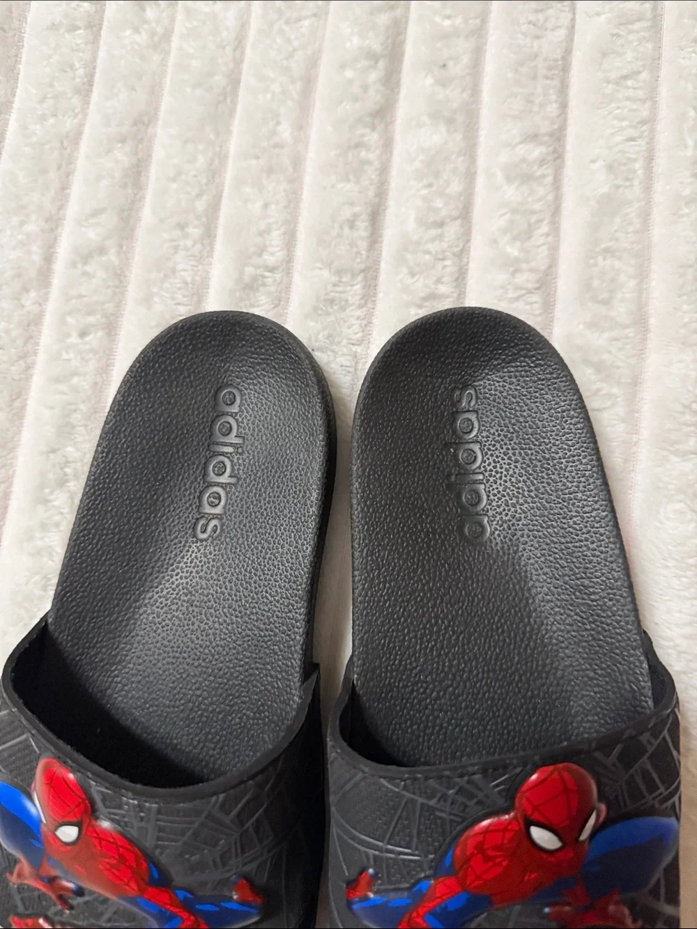 adidas Black Slides with Spider-Man | Size 2 Kids